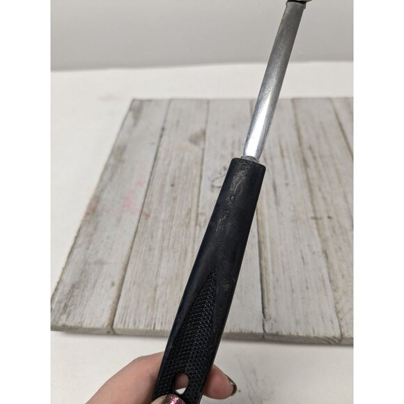 Vintage EKCO #2 Chromium Solid Meat Utility Fork Black Handle 12 1/2" - Picture 10 of 11